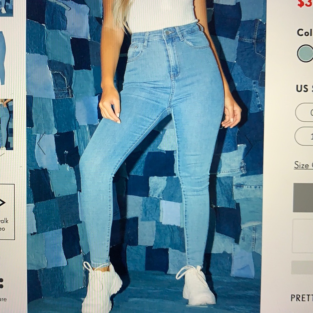Light wash 5 pocket skinny jeans